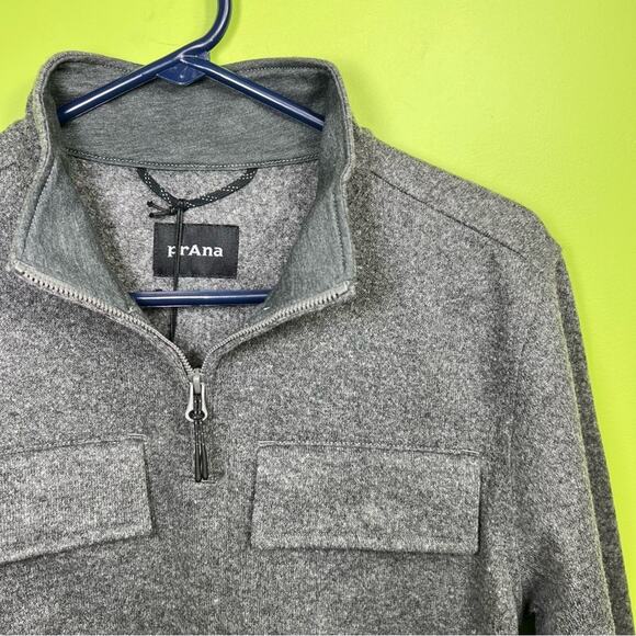 NWT
 Prana men’s Brookland 1/4 Zip Wool Blend Sweater in gravel grey Size S - Picture 3 of 10